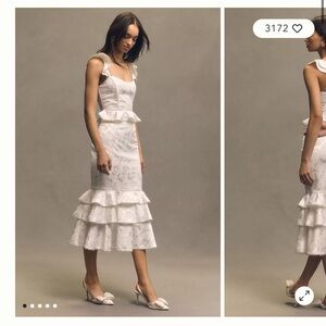 V. Chapman - Violet Corset Ruffled Tiered Hem Midi Dress